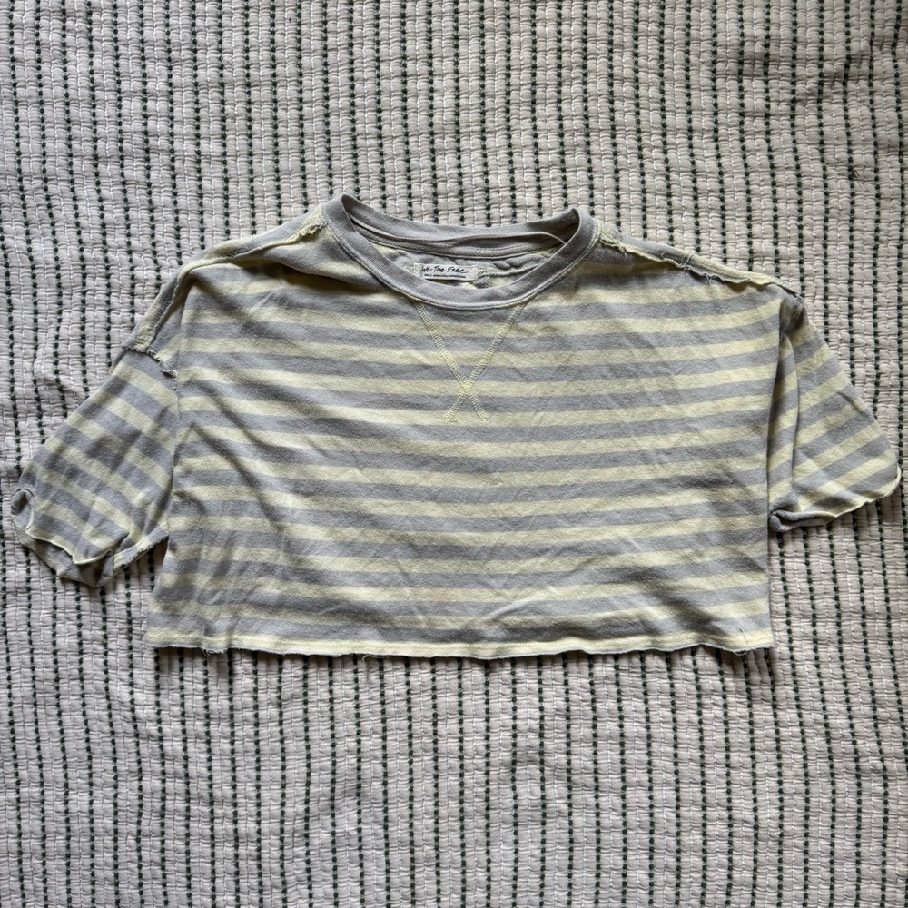 We the free yellow and gray striped shirt